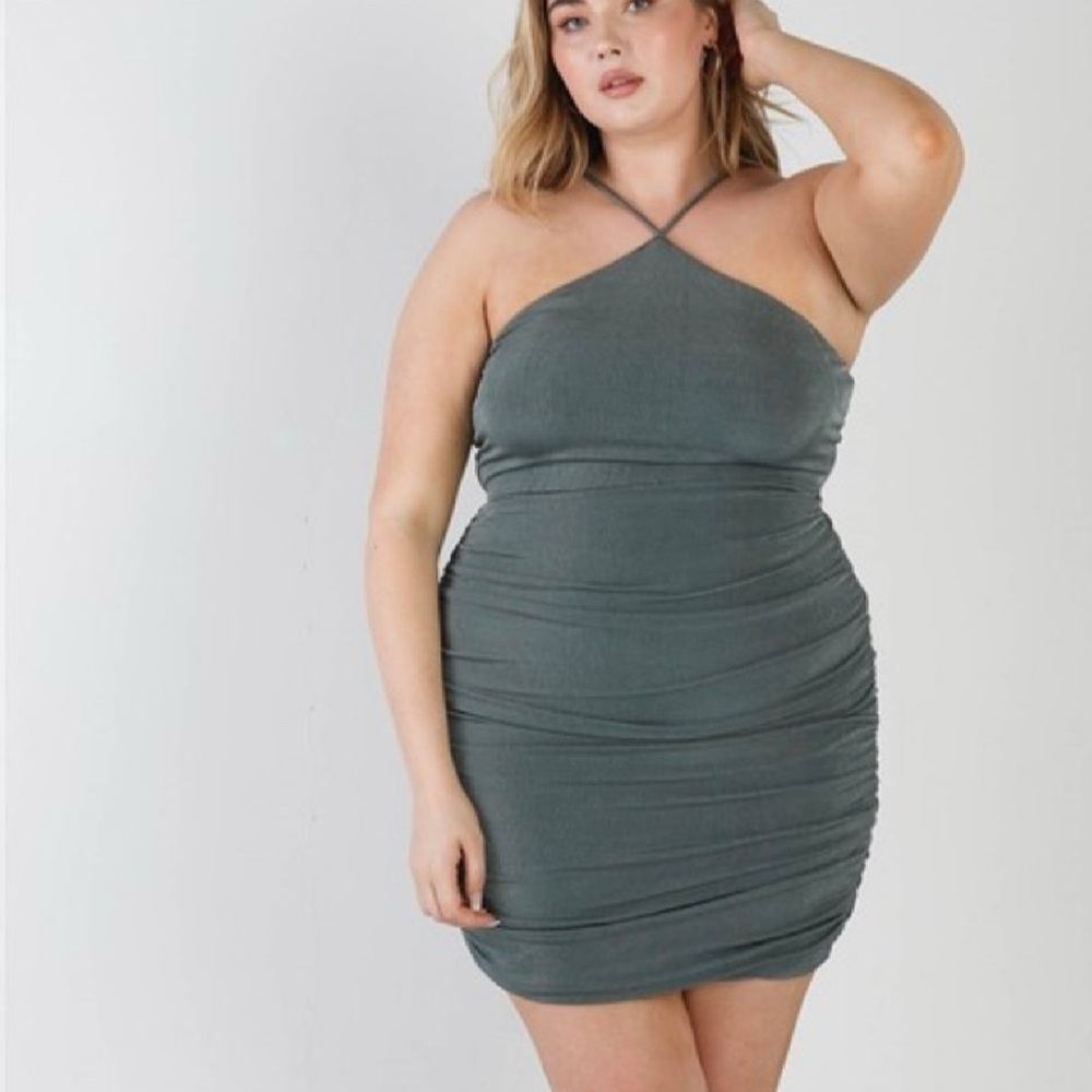 Elegant Gray Halter Dress